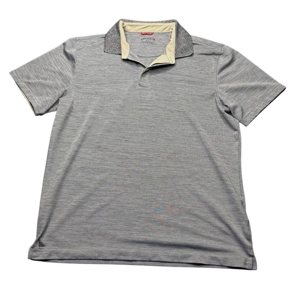 UNTUCKit Knit Polo Short Sleeve Shirt Mens S Light Tan Golf Work